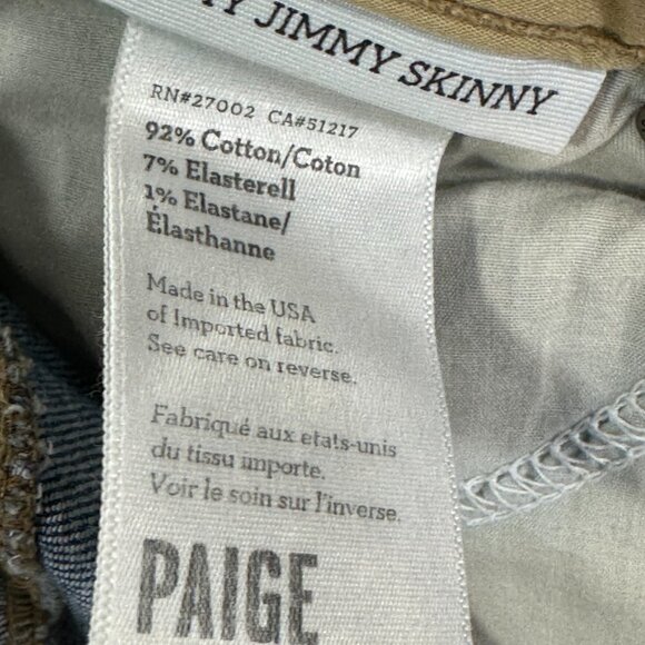 PAIGE Jeans Womens 25 Jimmy Jimmy Skinny Medium Wash Cotton Stretch Pockets - Picture 10 of 10